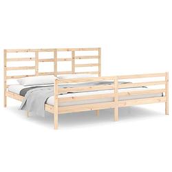 Foto van The living store houten bedframe - massief grenenhout - 205.5 x 206 x 104 cm - rustieke uitstraling