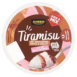 Foto van 4 voor € 2,50 | jumbo tiramisu met mascarpone, koffie & biscuit 80g aanbieding bij jumbo