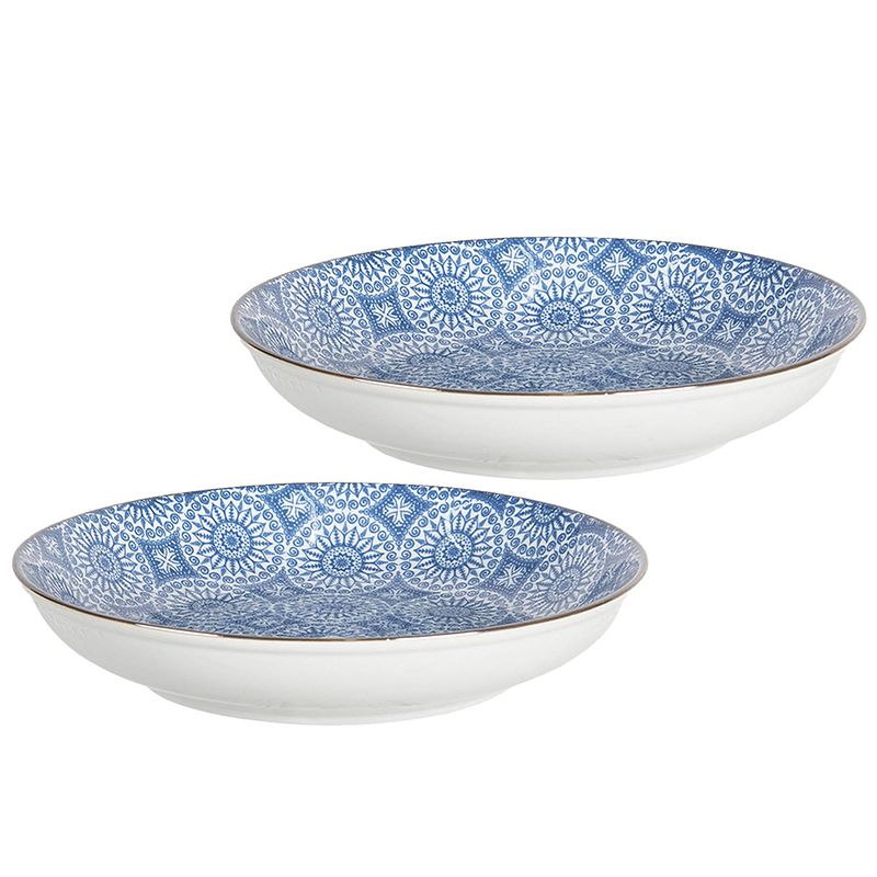 Foto van Haes deco - set van 2 soepkommen / mueslischalen - ø 20x4 cm / 450 ml - blauw - aardewerk - crafted grace