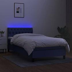 Foto van The living store boxspring bed - blauw - 203 x 90 x 78/88 cm - verstelbaar hoofdbord - led-verlichting - pocketvering