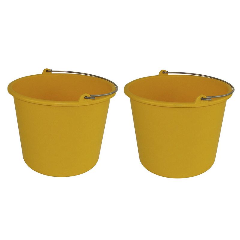 Foto van 2x schoonmaakemmers/huishoudemmers 12 liter geel - emmers