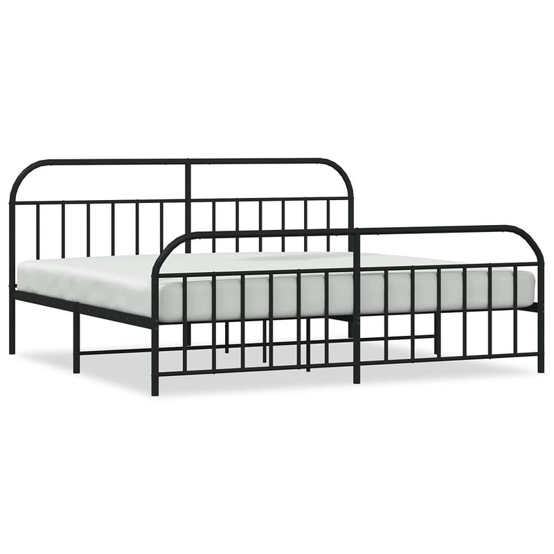 Foto van Vidaxl bedframe met hoofd- en voeteneinde metaal zwart 193x203 cm