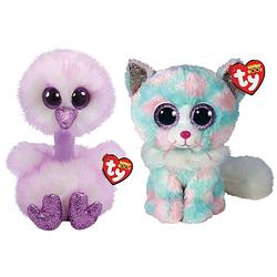 Foto van Ty - knuffel - beanie buddy - kenya ostrich & opal cat