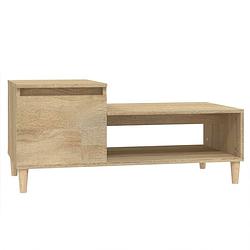 Foto van The living store salontafel - sonoma eiken - 100 x 50 x 45 cm - ruime opbergruimte