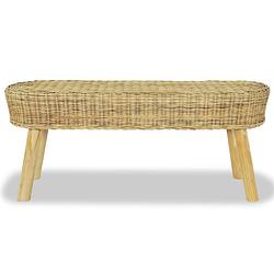 Foto van The living store halbankje rattan - 110 x 35 x 45 cm - rustieke charme - eenvoudige montage