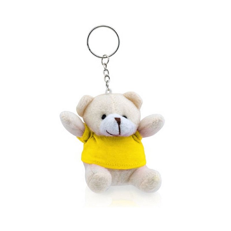 Foto van Pluche teddybeer knuffel sleutelhanger geel 8 cm - knuffel sleutelhangers