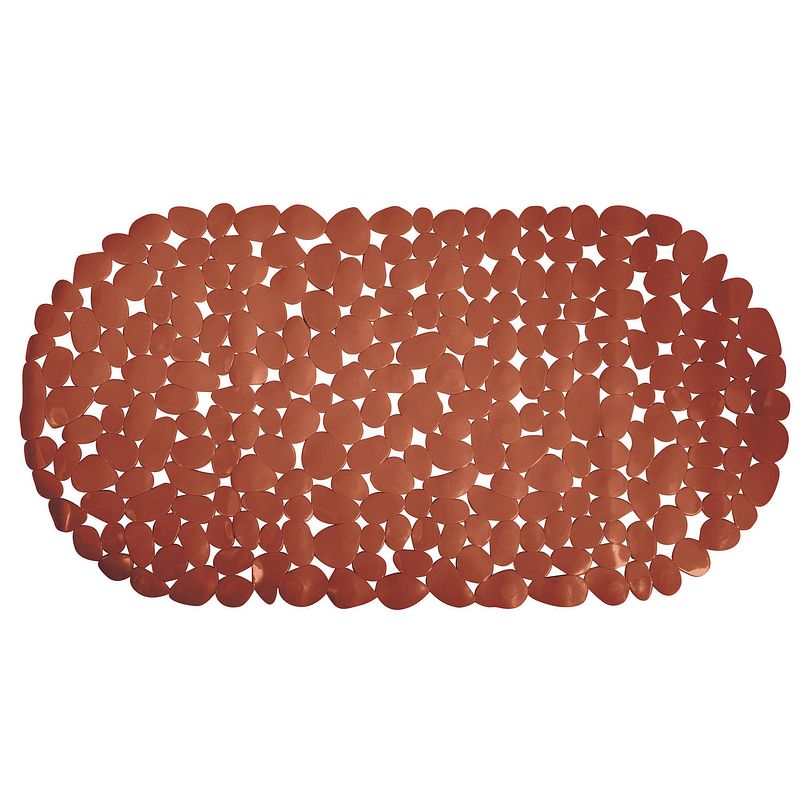 Foto van Msv douche/bad anti-slip mat - badkamer - pvc - terracotta - 39 x 99 cm - badmatjes