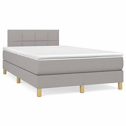 Foto van The living store boxspringbed - comfort - bed - 203 x 120 x 78/88 cm - lichtgrijs - stof (100% polyester) -