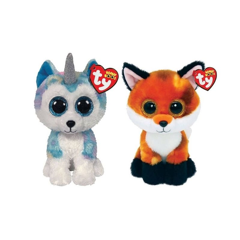 Foto van Ty - knuffel - beanie boo'ss - helena husky & fox