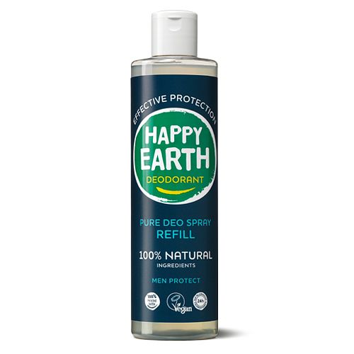 Foto van Happy earth 100% natuurlijke deo spray men protect navulling