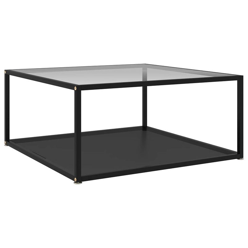 Foto van Vidaxl salontafel 80x80x35 cm gehard glas transparant en zwart