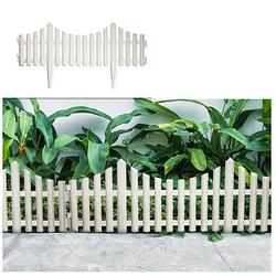 Foto van 4x stuks flexibele graskant/tuin rand/kantopsluiting hekjes delen van 60 cm wit - 33 cm hoog incl pinnen