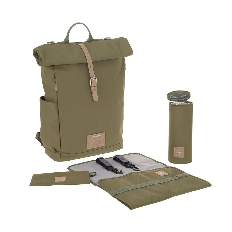 Foto van Länssig luiertas rolltop backpack incl. verschoningsmatje - olive