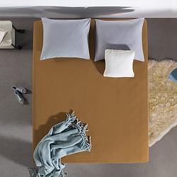 Foto van Dubbel jersey hoeslaken - taupe - 190x220 cm - taupe - home care - dekbed-discounter.nl