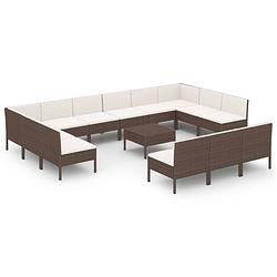 Foto van Vidaxl 14-delige loungeset met kussens poly rattan bruin