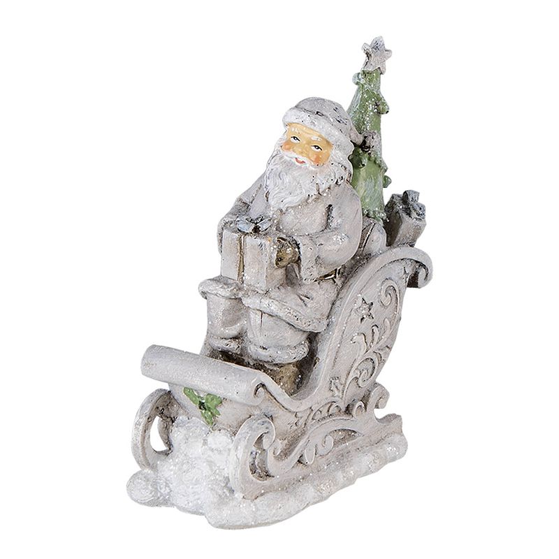 Foto van Haes deco - kerstman deco figuur 10x6x13 cm - grijs - kerst figuur, kerstdecoratie