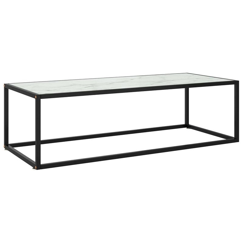 Foto van Vidaxl salontafel met wit marmerglas 120x50x35 cm zwart