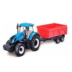 Foto van Bburago tractor new holland jongens 38 cm abs blauw 2-delig