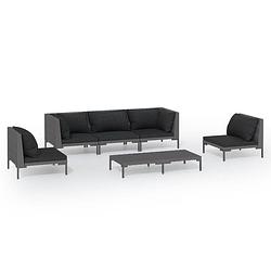 Foto van Vidaxl 6-delige loungeset met kussens poly rattan donkergrijs