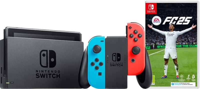 Foto van Nintendo switch rood/blauw + ea sports fc 25