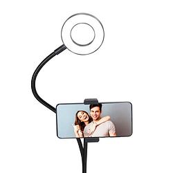 Foto van Grundig selfie ringlamp - ringlight - tiktok lamp met tafelklem - flexibele hals - usb