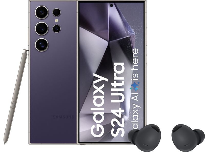 Foto van Samsung galaxy s24 ultra 256gb paars 5g + galaxy buds 2 pro zwart