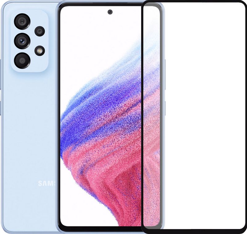 Foto van Samsung galaxy a53 256gb blauw 5g + panzerglass case friendly screenprotector glas zwart