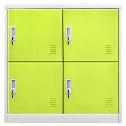 Foto van The living store lockerkast - 90 x 45 x 92.5 cm - staal - lichtgrijs/groen - met sloten