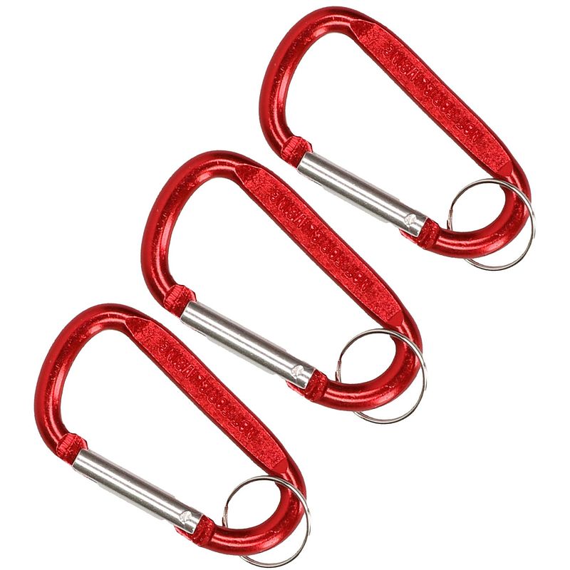 Foto van Karabijnhaak sleutelhanger sleutelhanger 3x metaal rood 8 cm - karabijnhaken