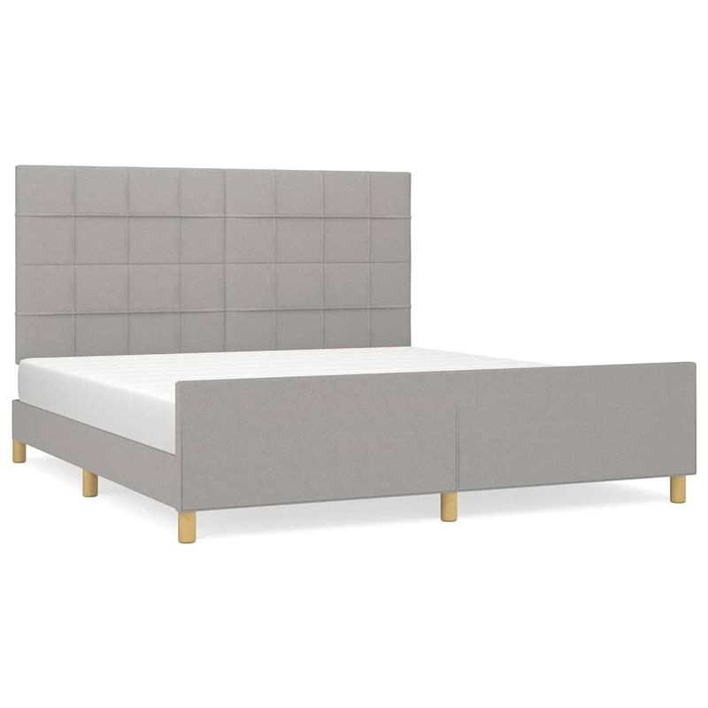 Foto van The living store bedframe the living store - lichtgrijs - 203 x 166 x 118/128 cm - inclusief hoofdeinde - geschikt voor