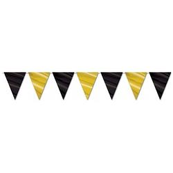 Foto van 3x vlaggenlijnen zwart en goud 3,6 meter - vlaggenlijnen