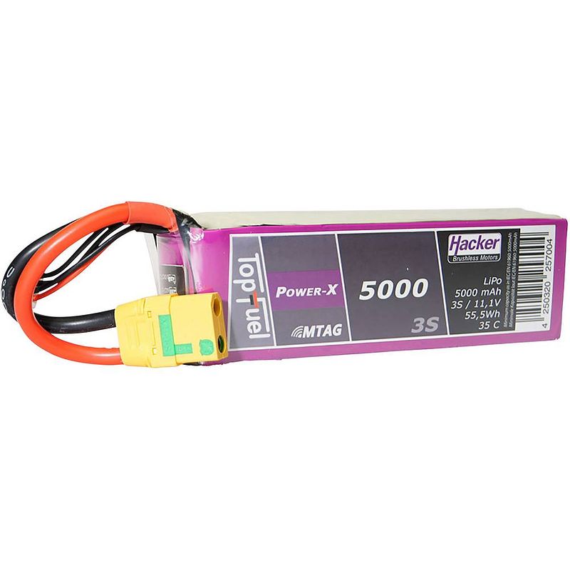 Foto van Hacker lipo accupack 11.1 v 5000 mah aantal cellen: 3 35 c softcase xt90