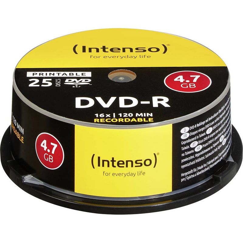 Foto van Intenso 4801154 dvd-r disc 4.7 gb 25 stuk(s) spindel bedrukbaar