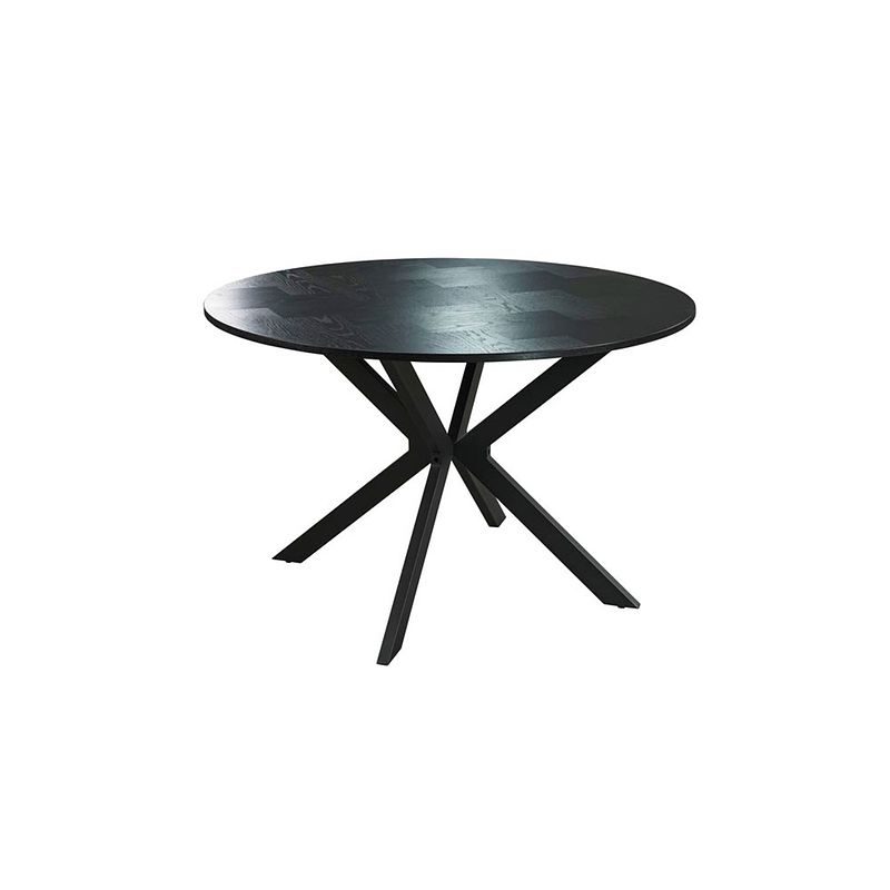 Foto van Eettafel rond visgraat ozzy zwart 120cm ronde eettafel