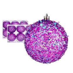 Foto van Krist+ kerstballen - 12x stuks - paars - kunststof - glitter - kerstbal