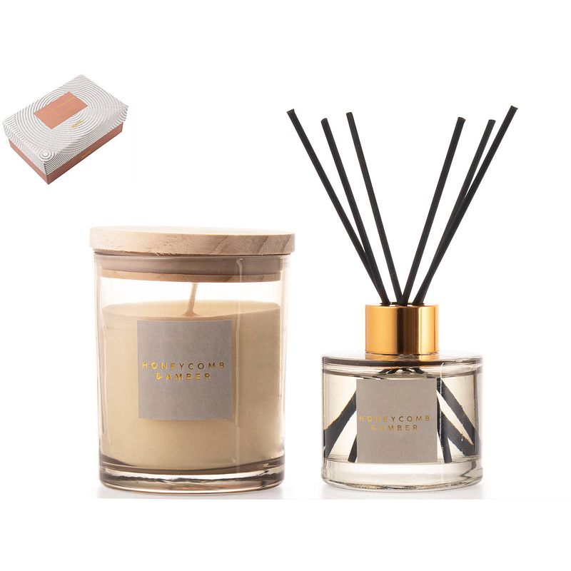 Foto van Gusta kaars/diffuser giftset honey&amber