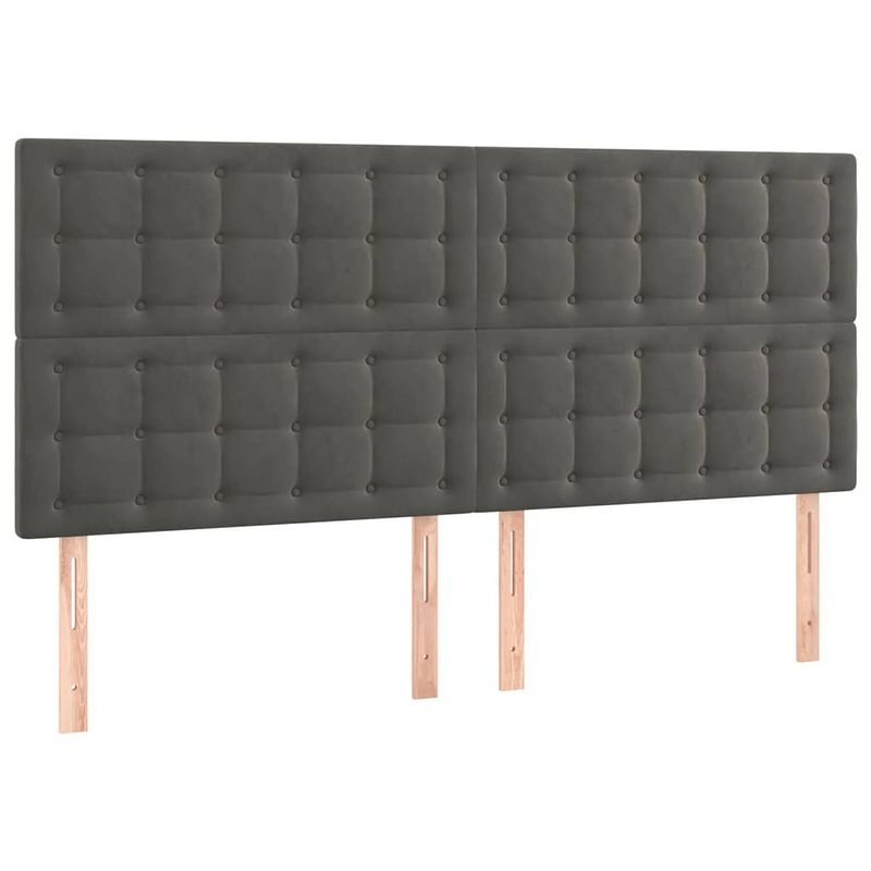 Foto van The living store hoofdbord - hoofdeind - donkergrijs - 160x5x118/128cm - fluweel