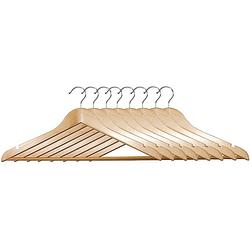 Foto van 8 stuks luxe fsc® houten kledinghangers stevige klerenhangers met