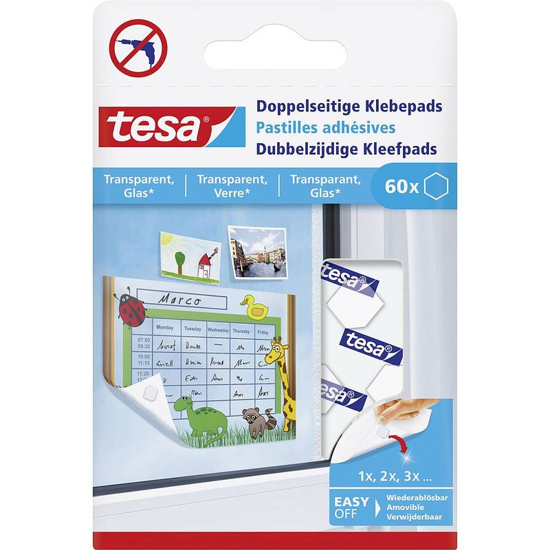 Foto van Tesa tesa dubbelzijdige kleefpads transparant