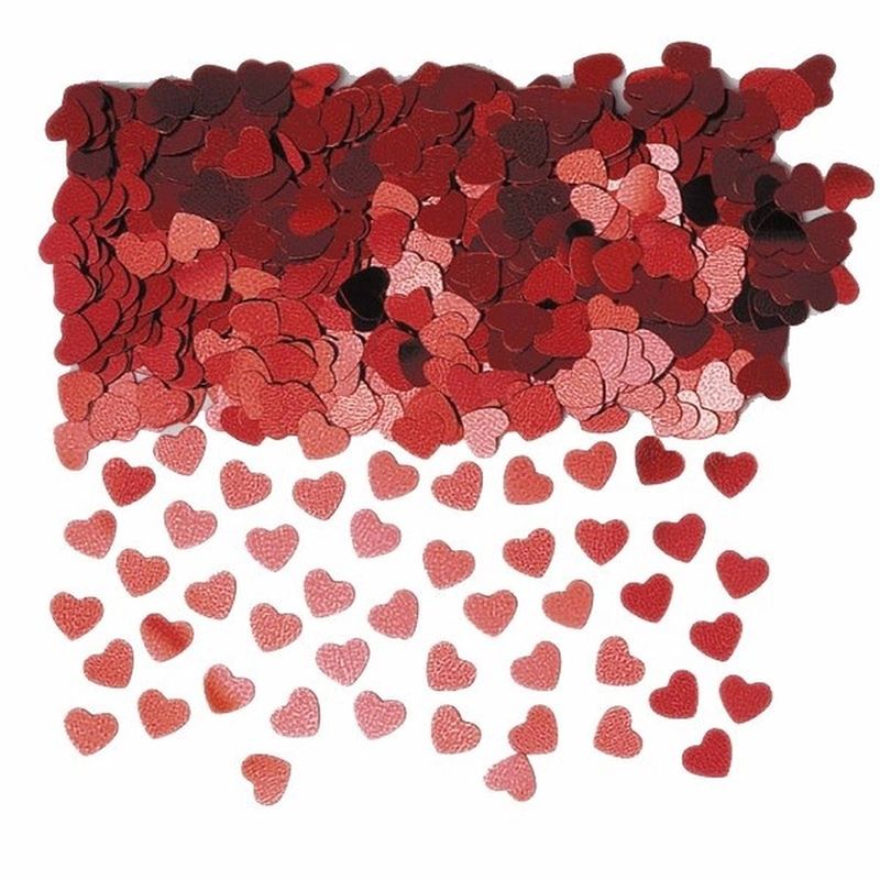 Foto van Rode glimmende hartjes confetti - confetti