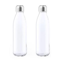 Foto van 2x stuks glazen waterfles/drinkfles transparant met rvs dop 500 ml - drinkflessen