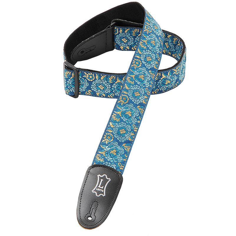 Foto van Levys leathers m8as-blu geweven gitaarband met print - blauw