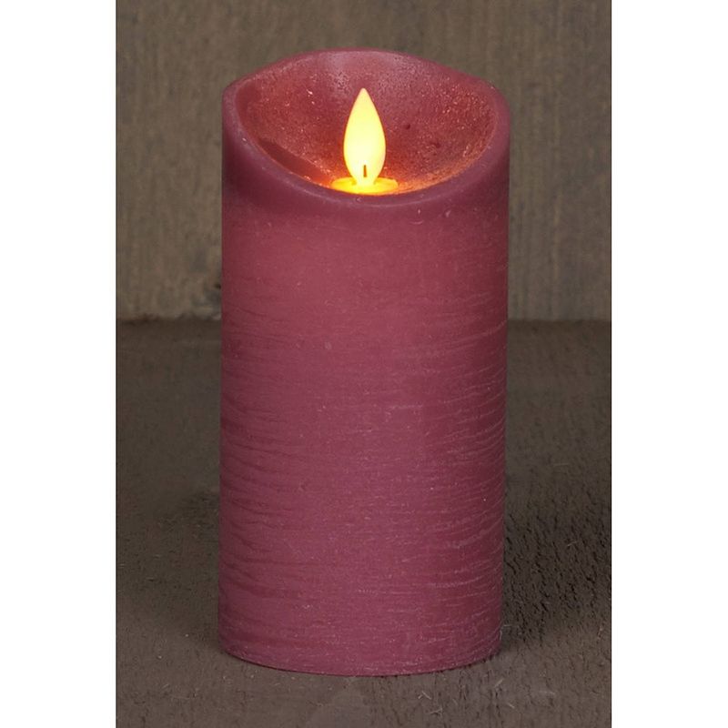 Foto van 2x antiek roze led kaars / stompkaars met bewegende vlam 15 cm - led kaarsen