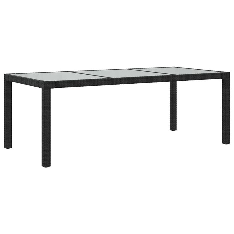 Foto van Vidaxl tuintafel 190x90x75 cm gehard glas en poly rattan black