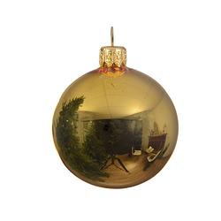 Foto van 4 glazen kerstballen glans 10 cm licht goud