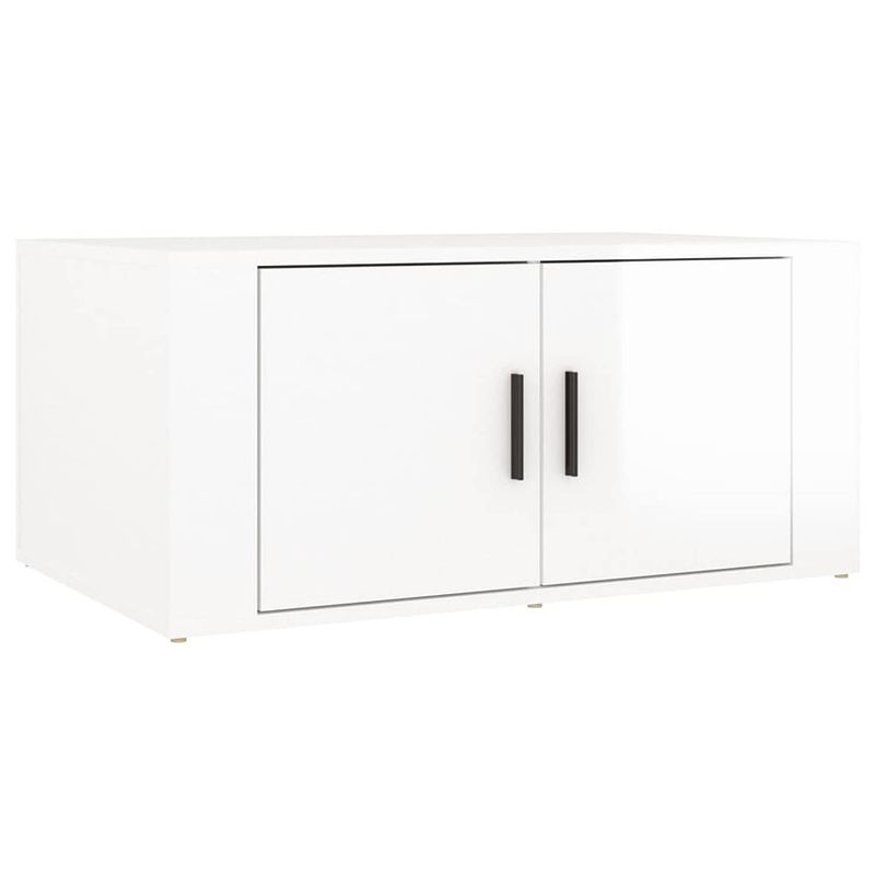 Foto van The living store salontafel - hoogglans wit - 80 x 50 x 36 cm - duurzaam materiaal