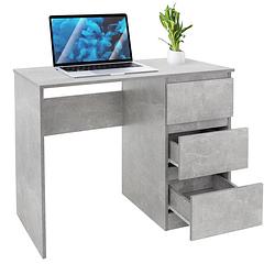 Foto van Bureau met drie laden 90x76x50 cm grijs hout ml-design