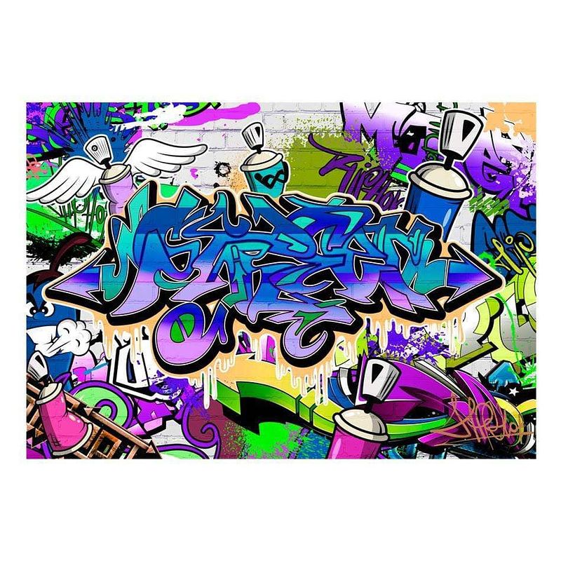 Foto van Artgeist graffiti violet theme vlies fotobehang 250x175cm 5-banen