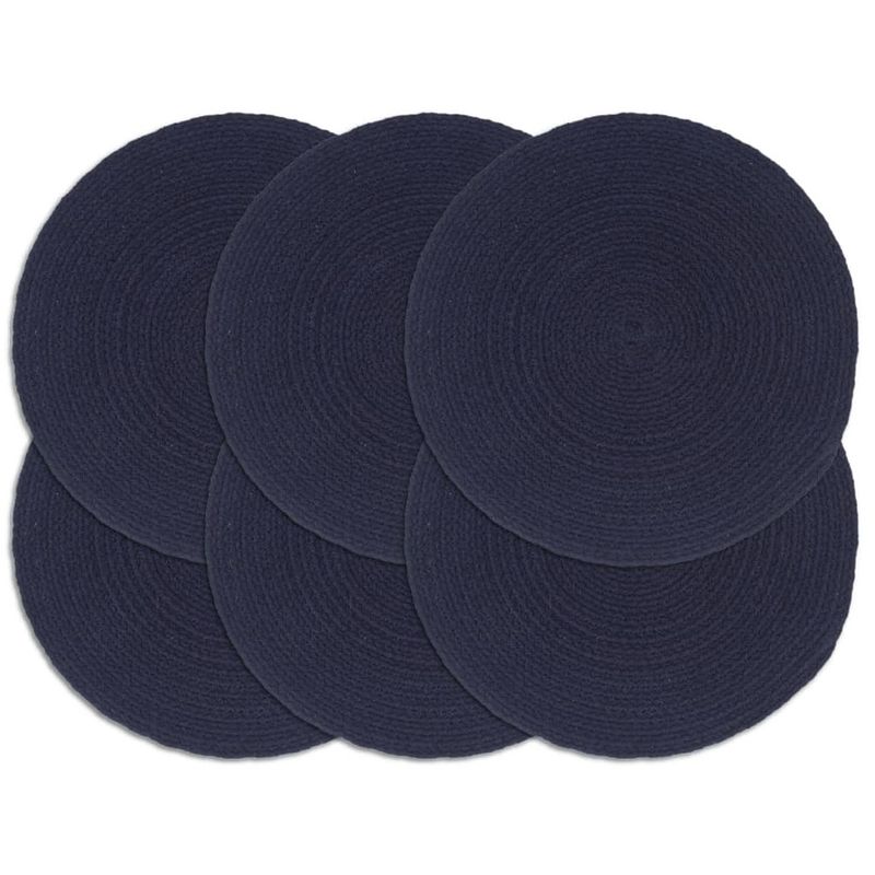 Foto van Vidaxl placemats 6 st rond 38 cm katoen effen marineblauw