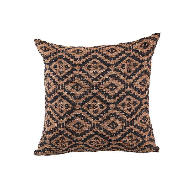 Foto van Ptmd clarke brown double printed fabric cushion square